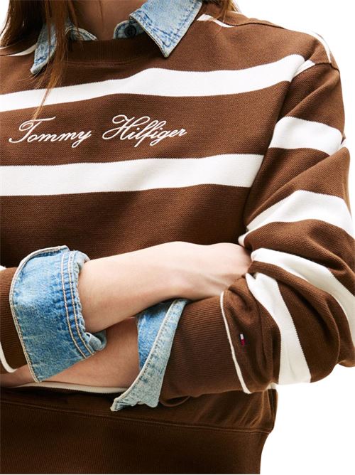 Felpa in cotone a righe Tommy Hilfiger | WW0WW4574304P